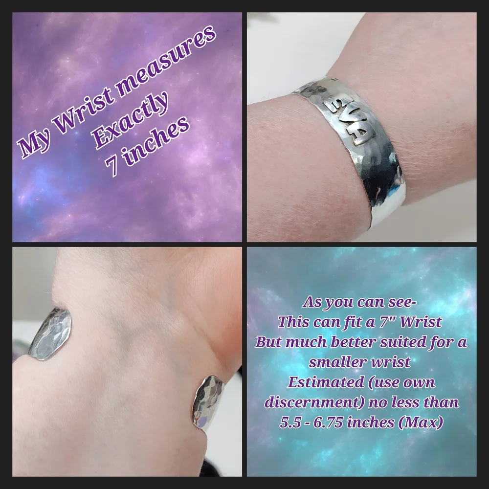 Gail Bird/Yazzie Johnson Personalized EVA Sterling Silver Hammered Cuff Bracelet - Picture 9 of 10
